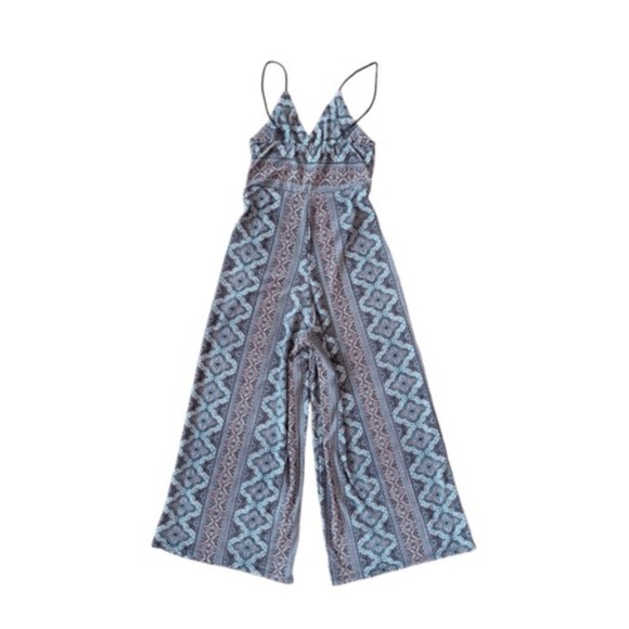 Polly Esther Jumpsuit Wide Leg Bohemian Print Spaghetti Strap Size S - Picture 6 of 6
